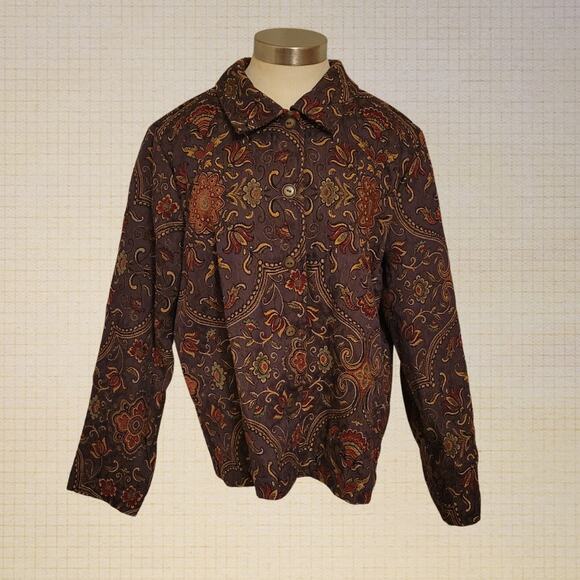 Vintage Floral Tapestry Jacket Studio Works Purple Embroidered Large 80s 90s - Picture 1 of 8